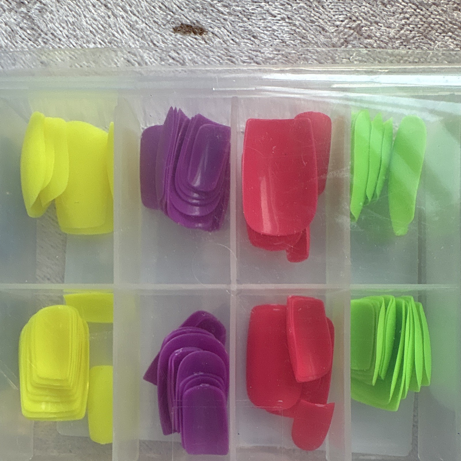 Multicolor Neon Solid Full Cover Long Square Plastic Nail Tips Set w/ Box
