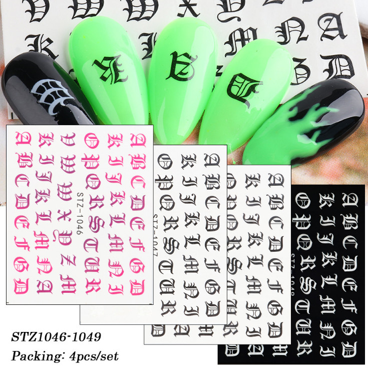 16 Sheets Nail Art Stickers Lips Roman English Dog Animal Dinosaur SeaWorld NS10