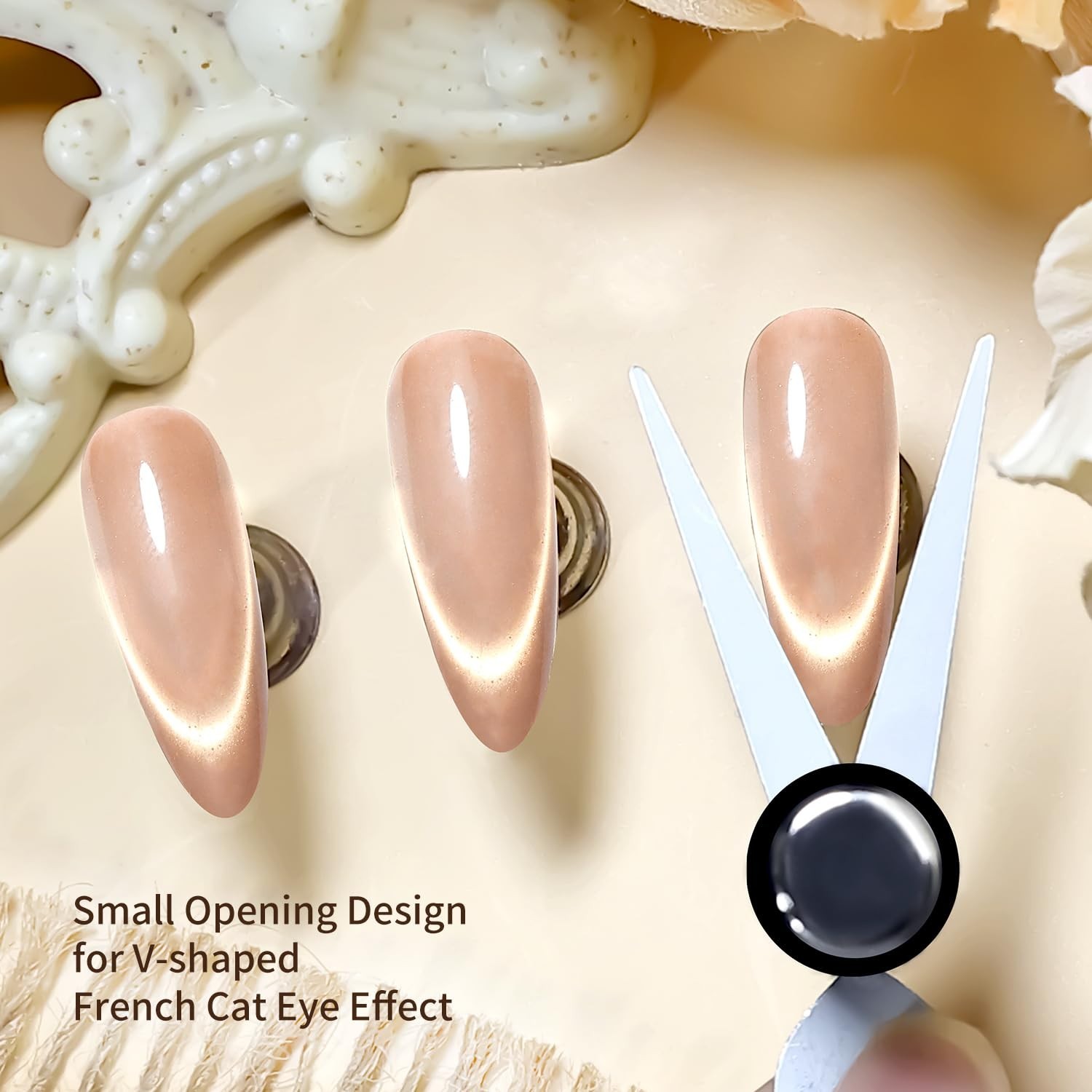 Cat Eye Magnet for Nails, Double Head French Cat-Eye Magnet Tool with Scissor…