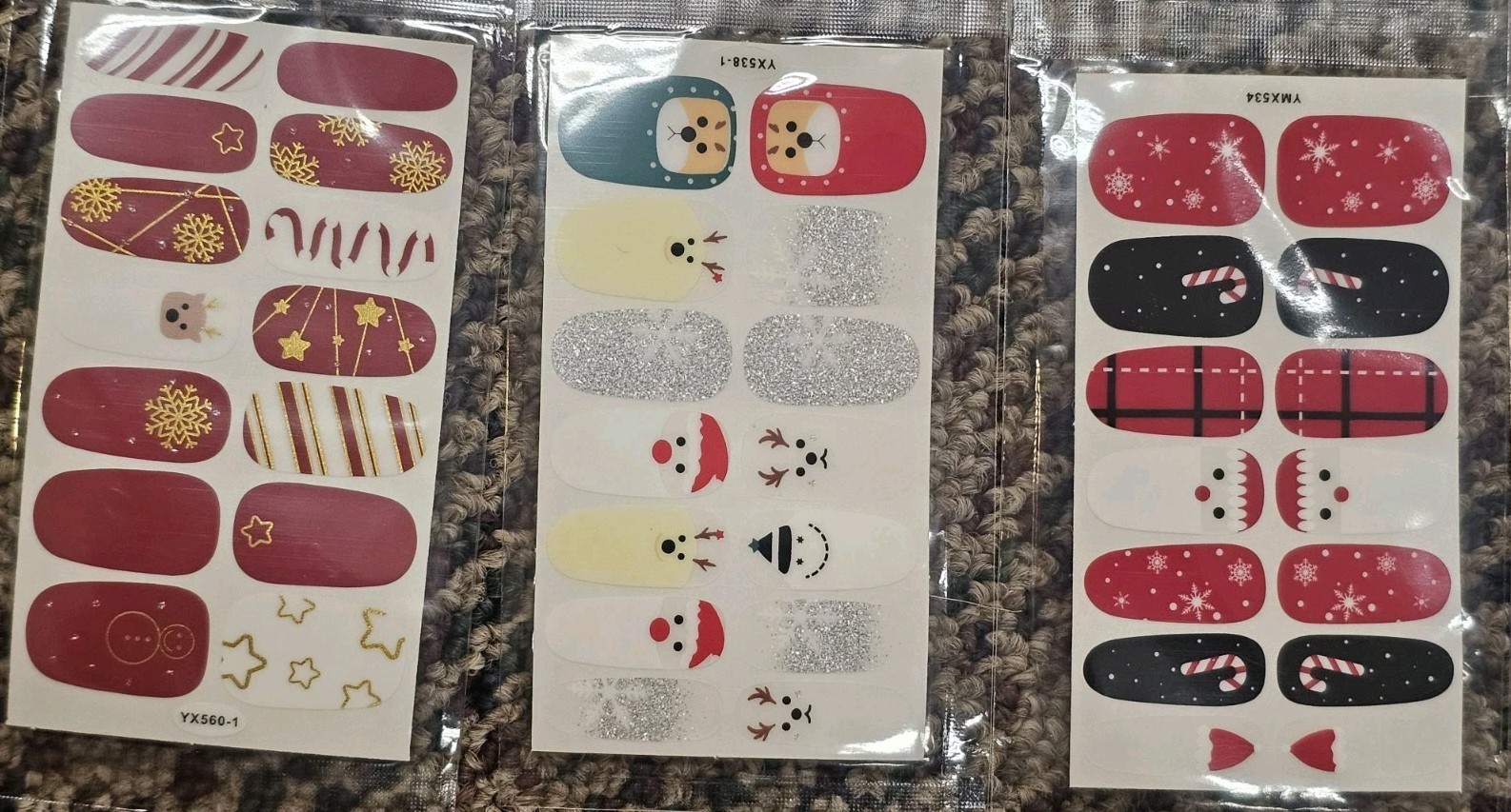 2 Packs Of 12 Sheets Christmas Full Wraps Self-Adhesive Nail Polish W/ File