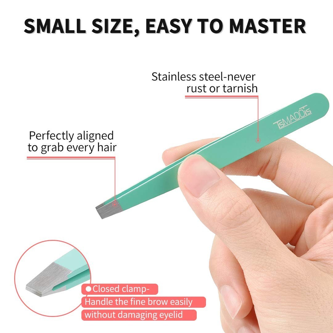 6 PCS Tweezers Set for Women, Eyebrow Tweezers with Curved Scissor w/ Case