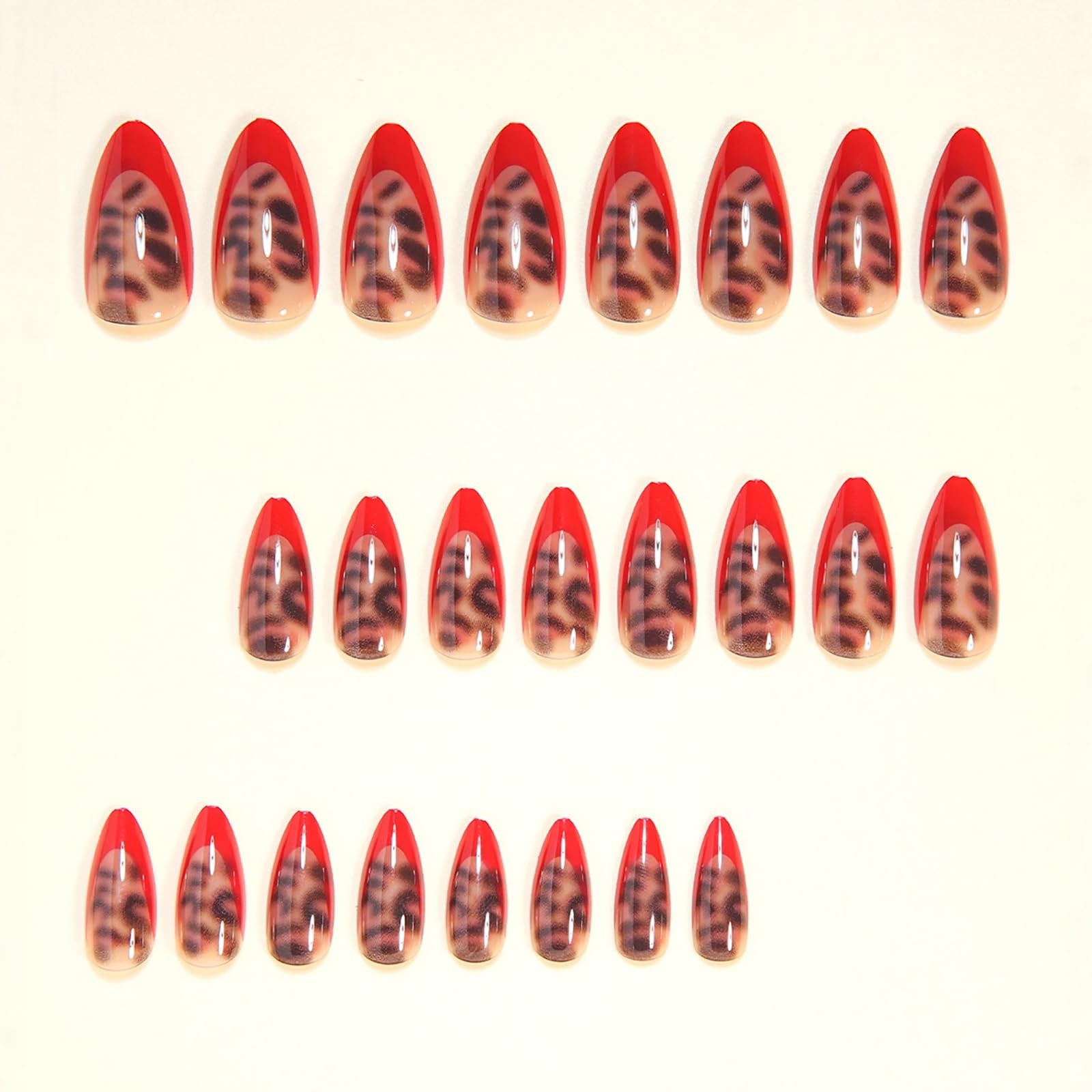 MISUD Press on Nails – Medium Almond 0.04 Fl Oz (Pack of 24), 06501-05Red