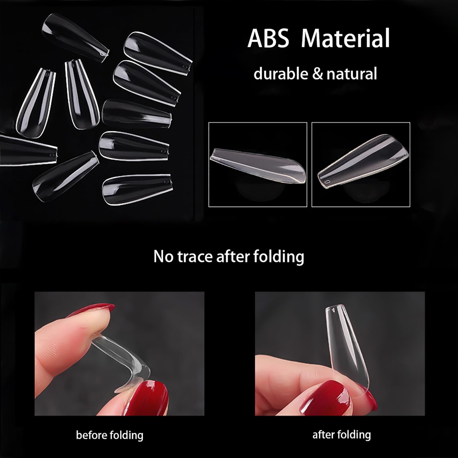 500Pcs Coffin Nail Tips Full Cover Clear Nails for Acrylic Ballerina False Na…