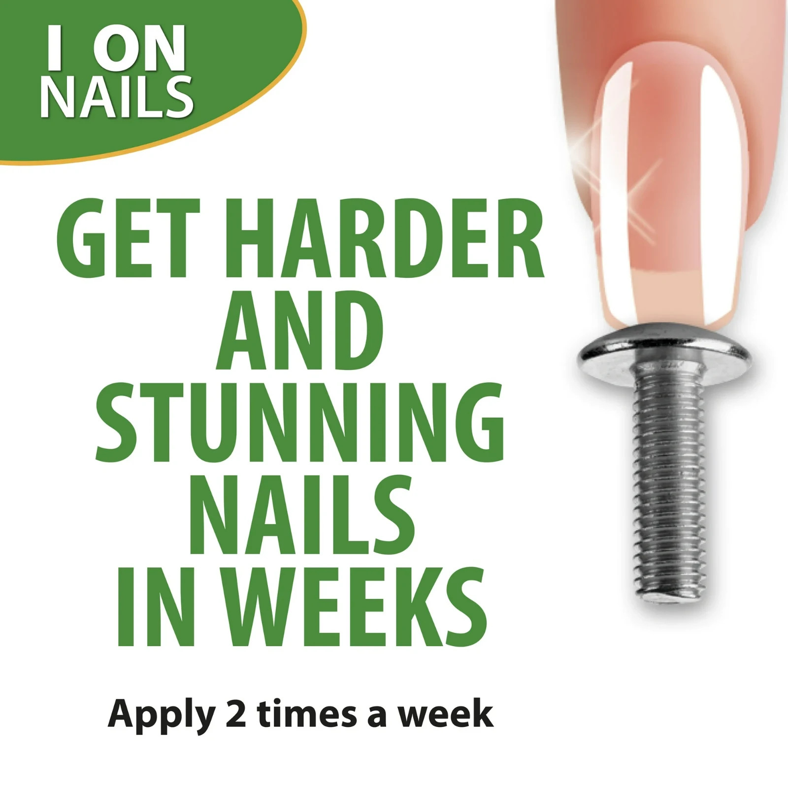 2 Pack I On Nail Hardener with Calcium Biotin, 0.4 Oz ( 12 mL ) Each Fast Ship