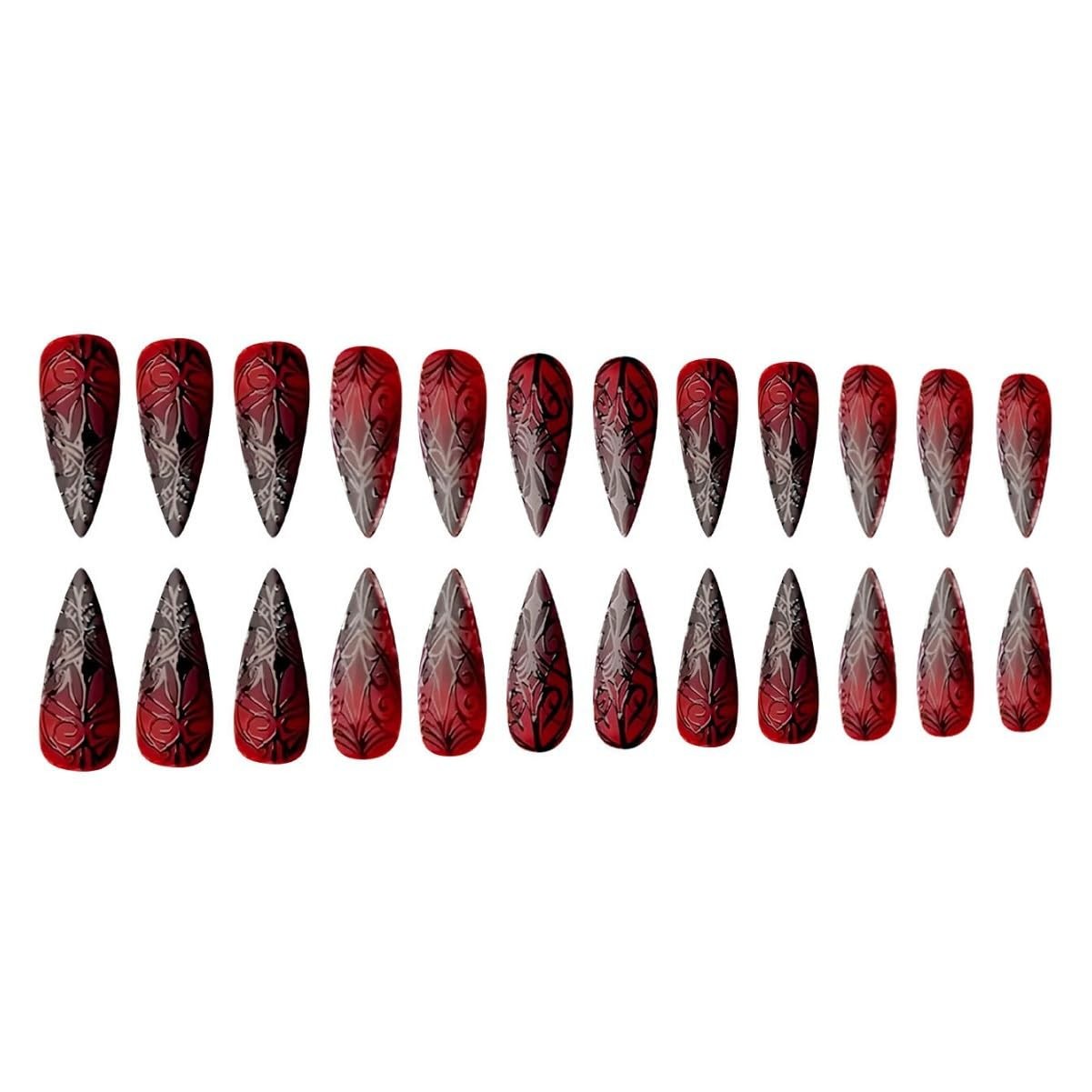 Halloween Goth Press on Nails Medium Stiletto Medium, style 12