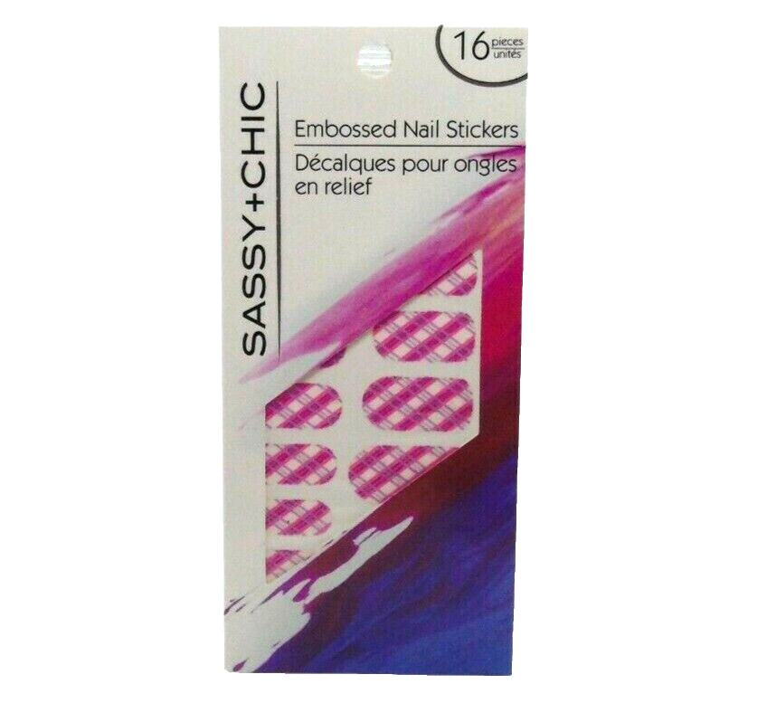 Nail Wraps Stickers Strips At Home Manicure Kit Pink Plaid Print Purple Stripes