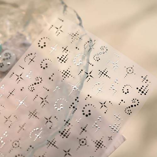 Black Dot Star Nail Art Stickers, 3D Hollow Geometric Nail Decals Y2K Style 4