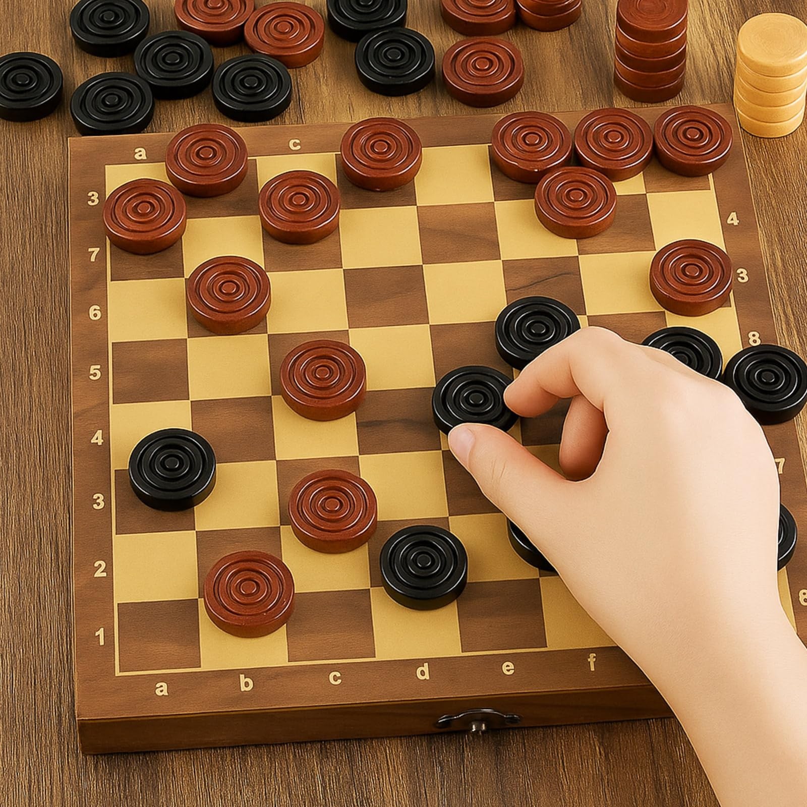 Sumind 24 Pieces Wooden Checkers 1.06 Inch Wood Inches, Brown and Black
