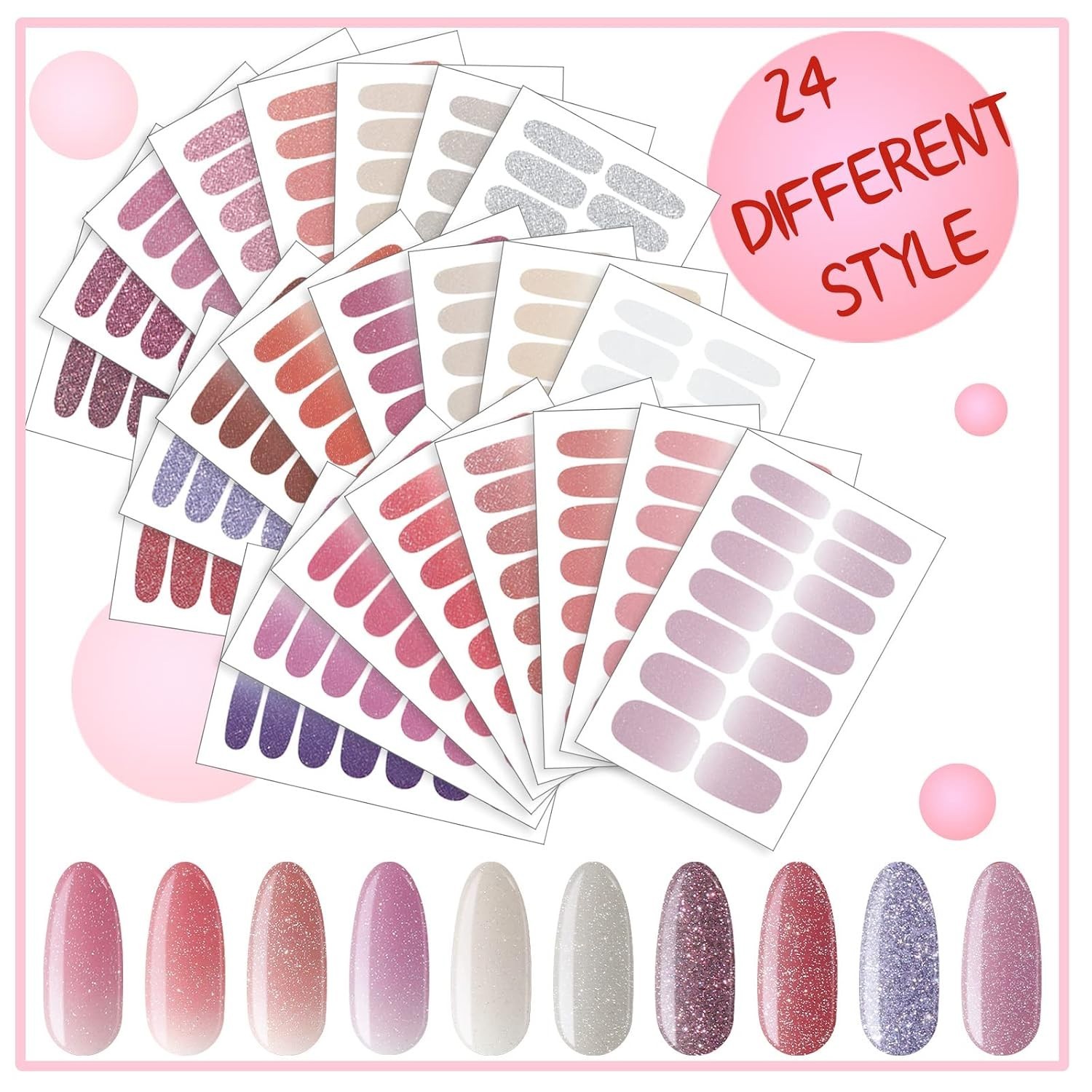 336 Pieces 24 Sheets Full Wrap Nail Polish Strips Stickers Self Adhesive Gel …