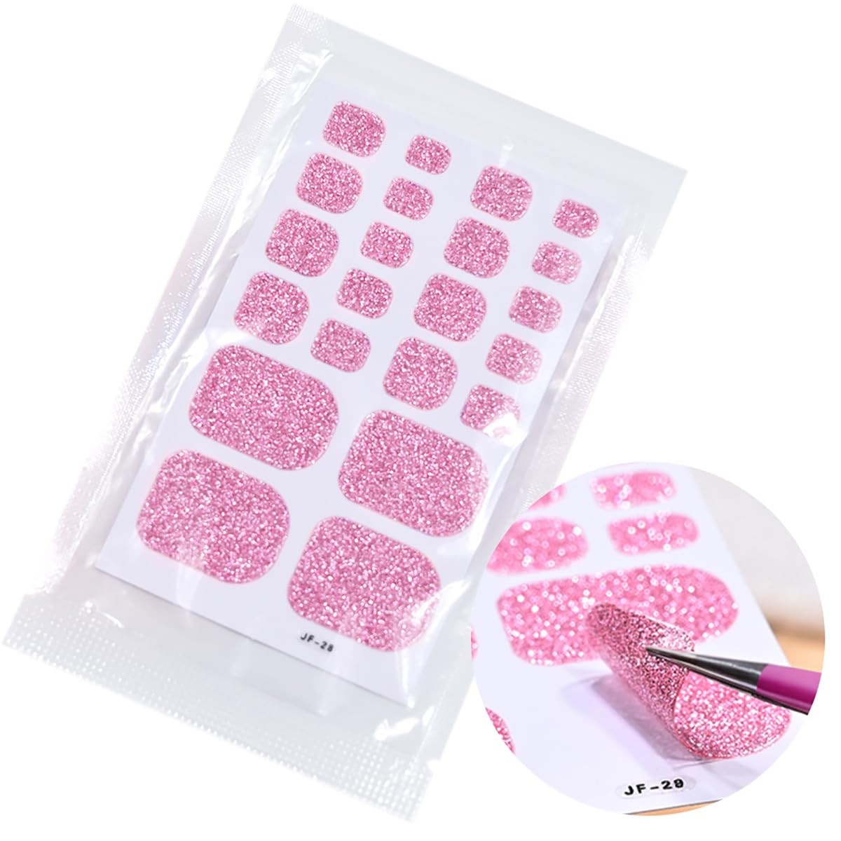 Pegatinas de uñas de gel para uñas completas, color plata, oro, rojo y rosa.