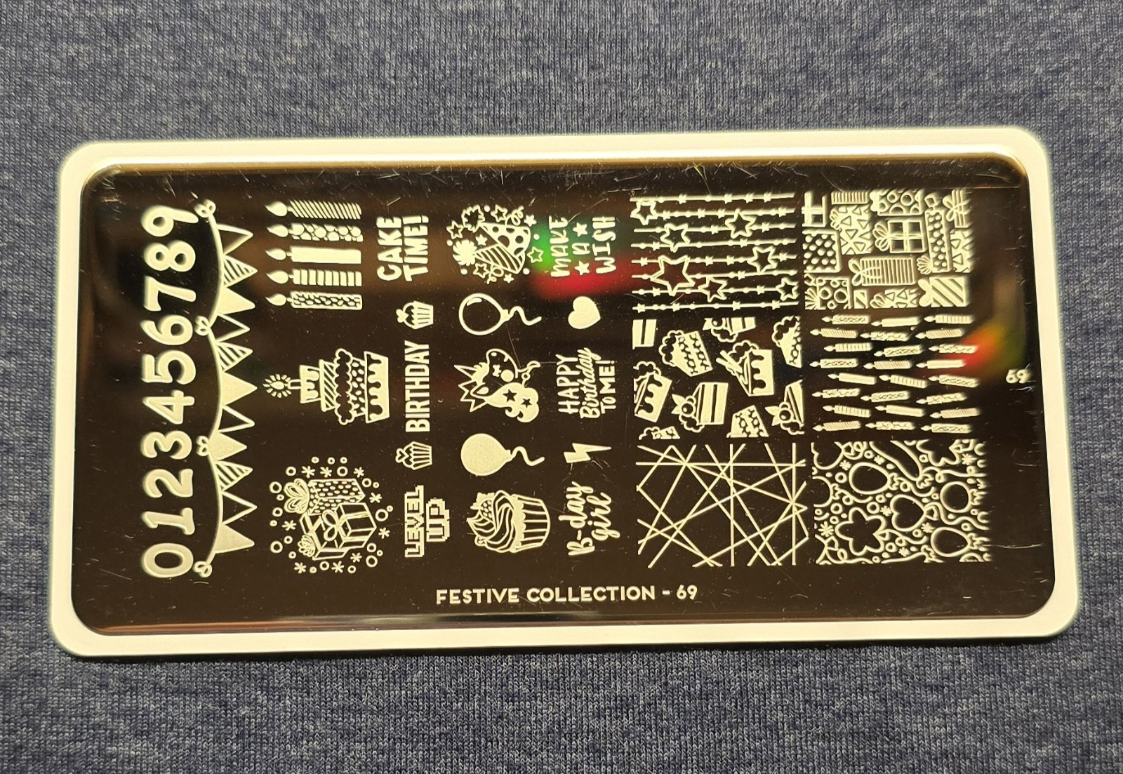 HTF MoYou London Festive Collection 69 Nail Stamp Plate Birthday Party New Year
