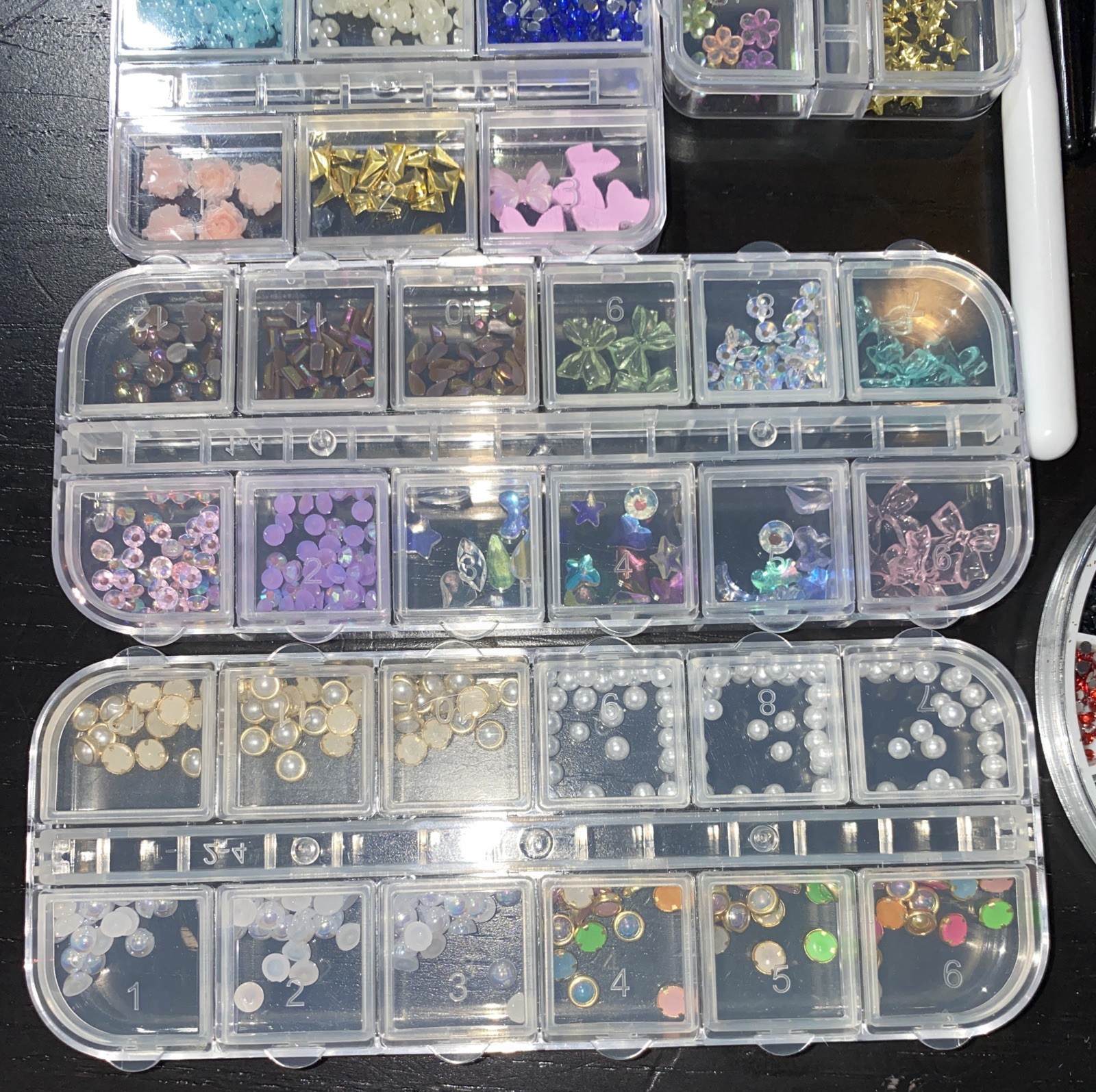 2D Nail Art Charms Set with Flowers Pearls Gems Butterfly Accessories & More