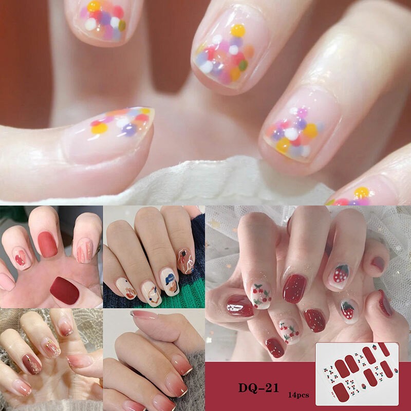 14Tips Nail Stickers Full Cover DIY Manicure Art Nail Foils Wraps 3D Nail Decal✔