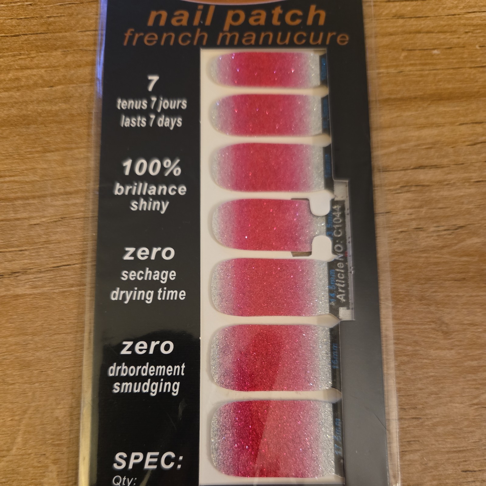 Nail Patch French Manicure Nail Stickers. Lasts 7 Days 6 Sets glitter Nail Art