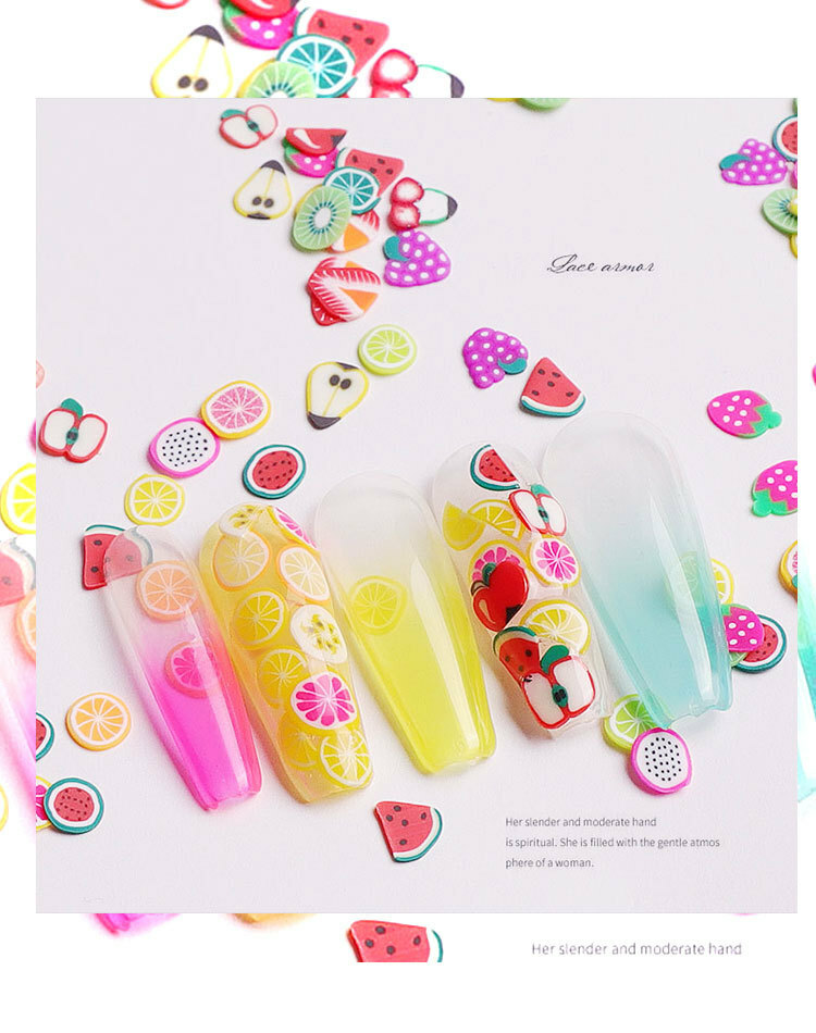 3000Pcs Mixed Nail Art Fruit Fimo Slices For Slime DIY Nails Crafts Decoration