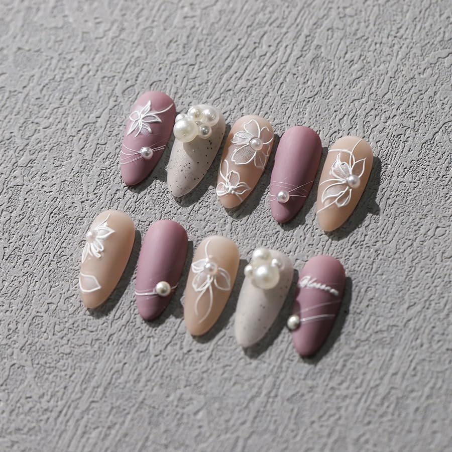 5D Self Adhesive White Floral Pearl Nail Art Decoration Stickers for Sale