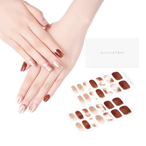 Semi Cured Gel Nail Strips Marble () Gold Glitter Gel Nail Desert Rose