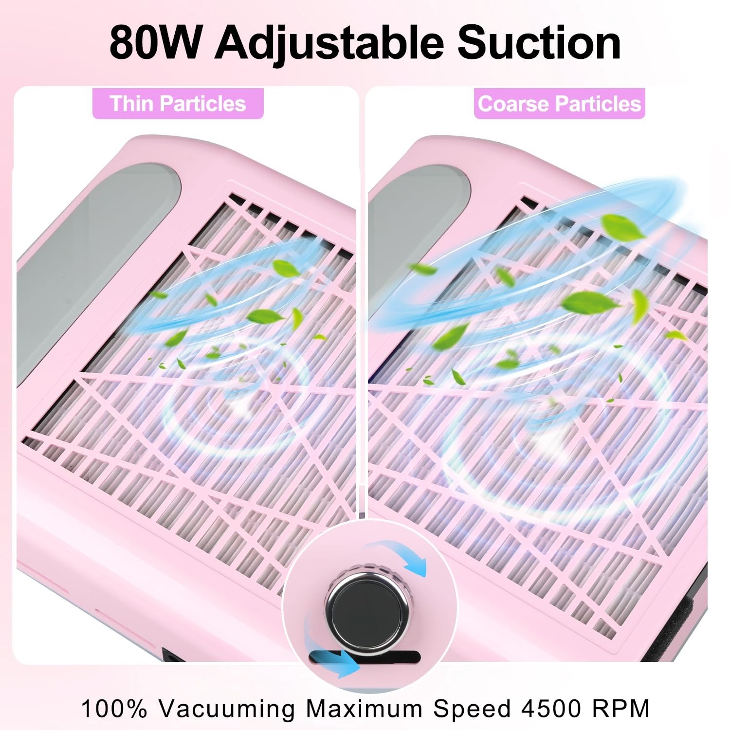 80W Pink Nail Dust Collector & Vacuum for Manicure – Powerful, Adjustable & P…