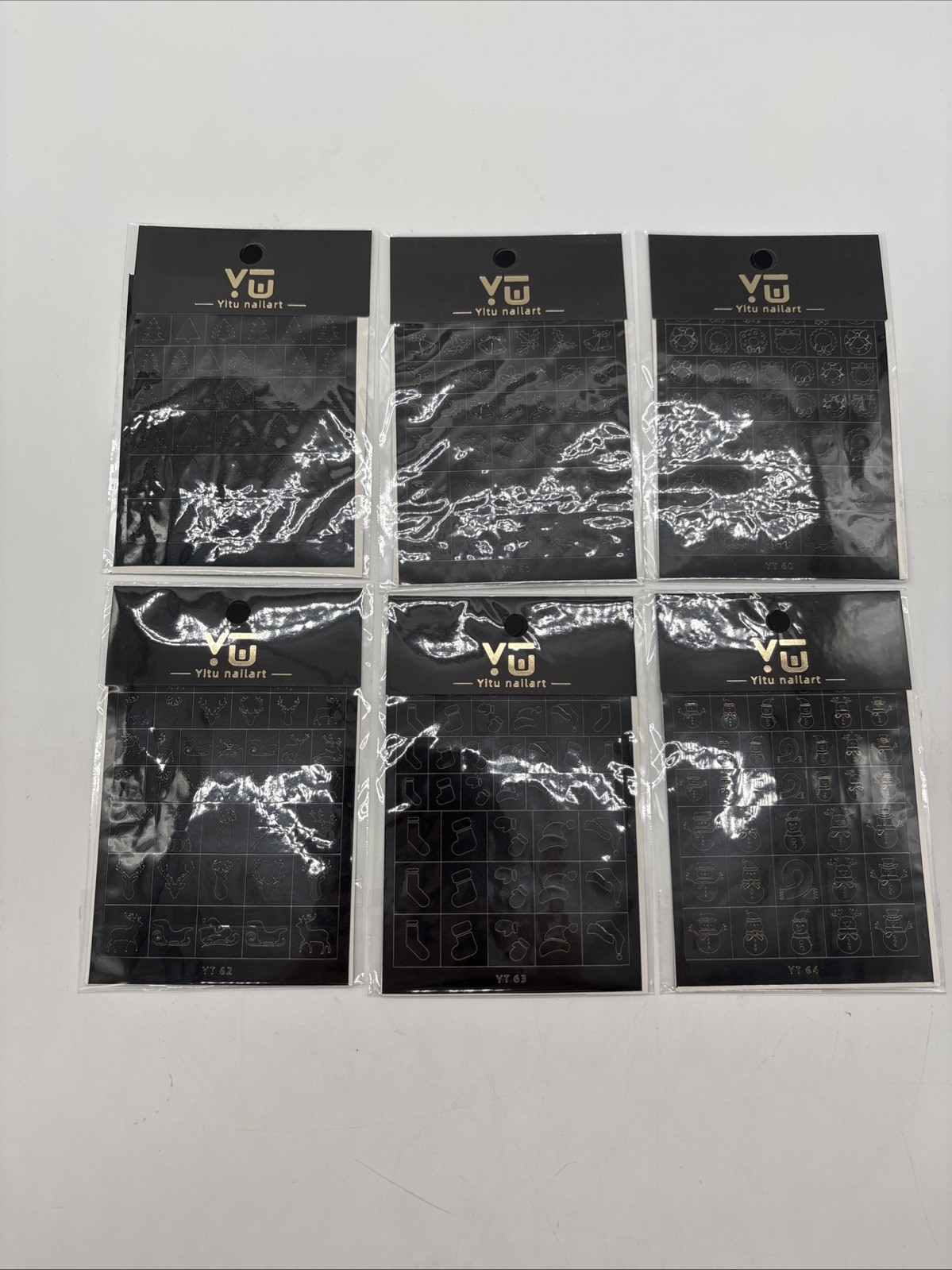 Yitu Nail Art Christmas Airbrush Nail Stencils 6pc Set