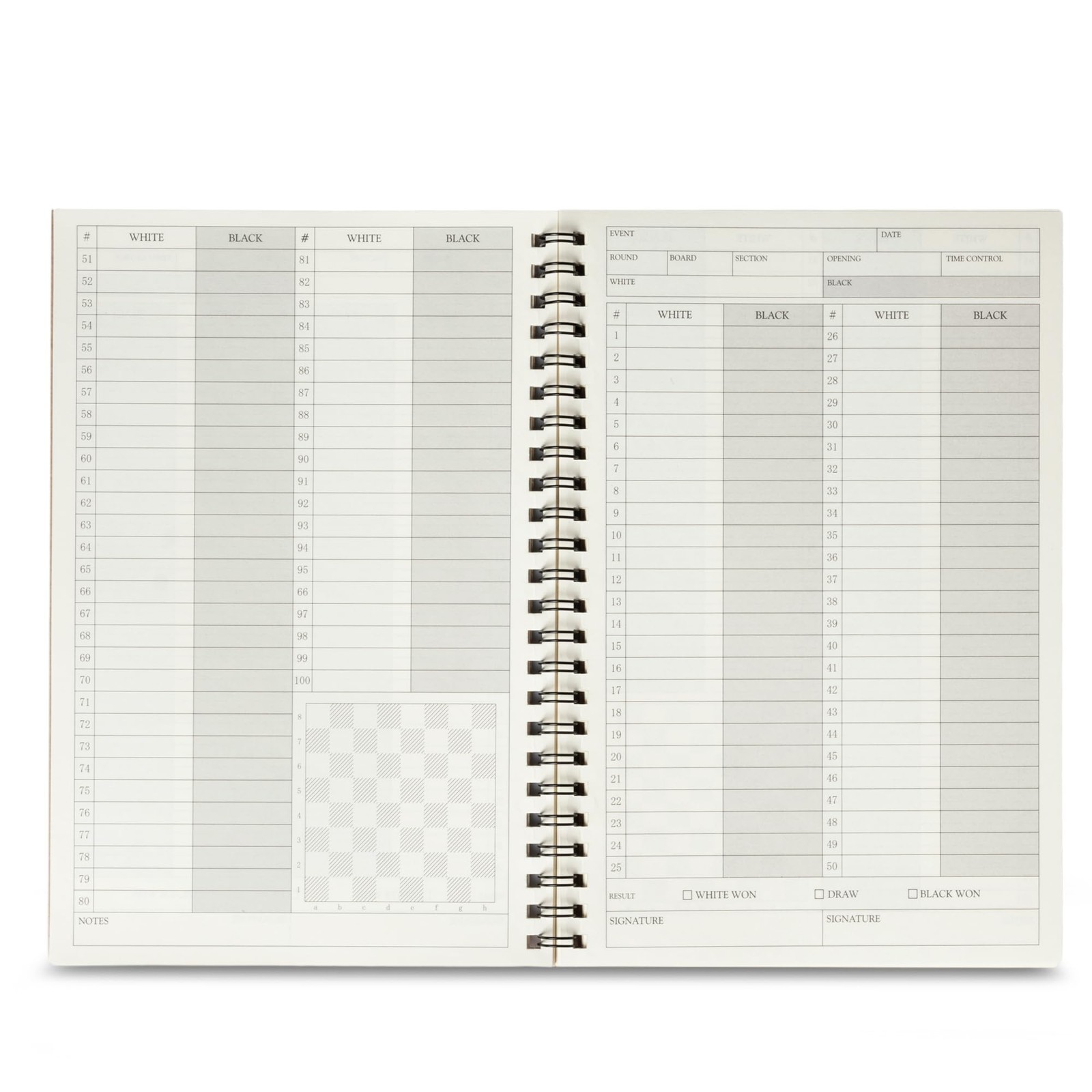 A&A 2 Pack Chess Scorebook, 50 Games Recordable, 100 0.6 square inches, Brown