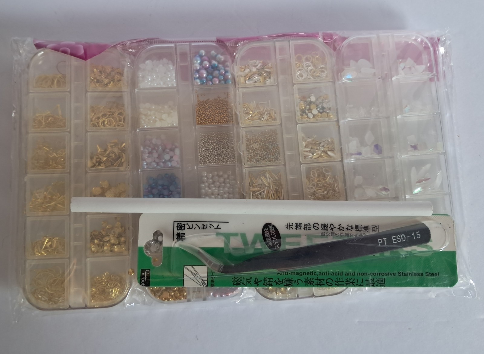 4 Box Set 48 Nail Gems Holographic, Silver , Gold 3D Mosaic Nail Art Kit *NEW*