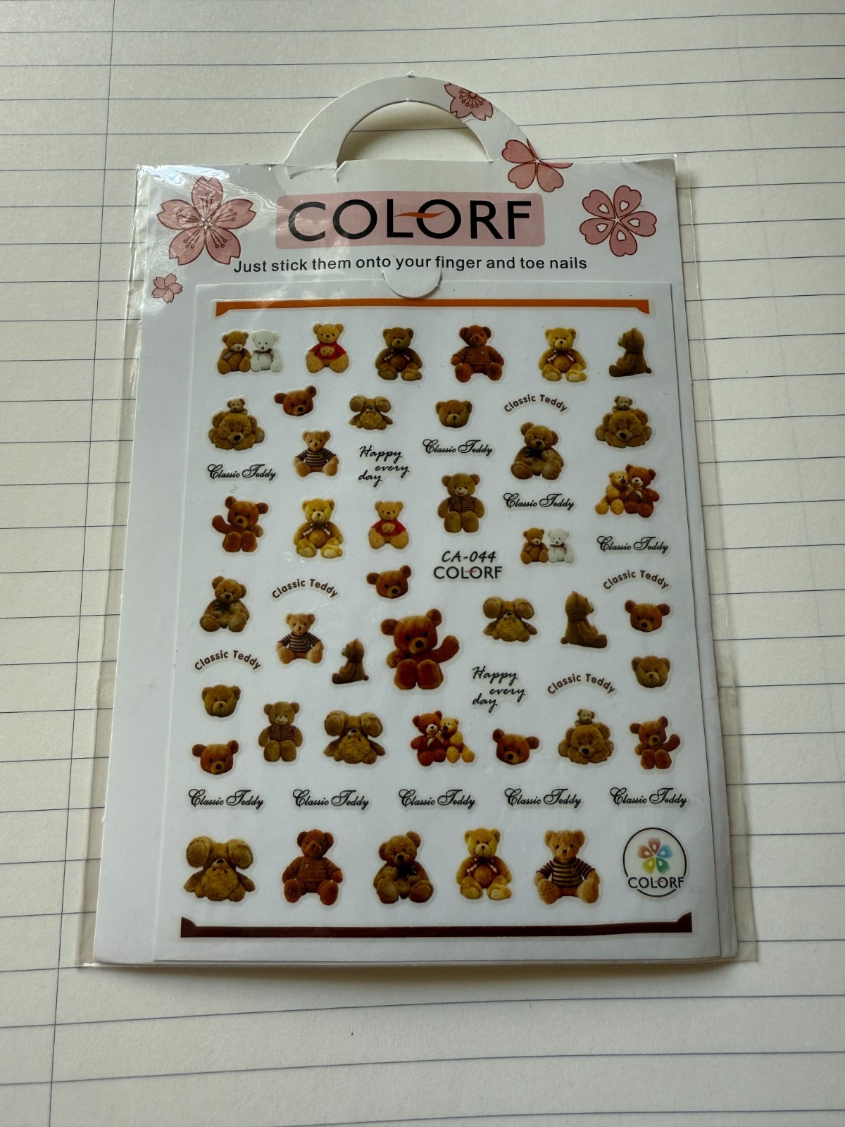Teddy Bear Nail Art Sticker Sheet 1pc BRAND NEW Nail Art Decal