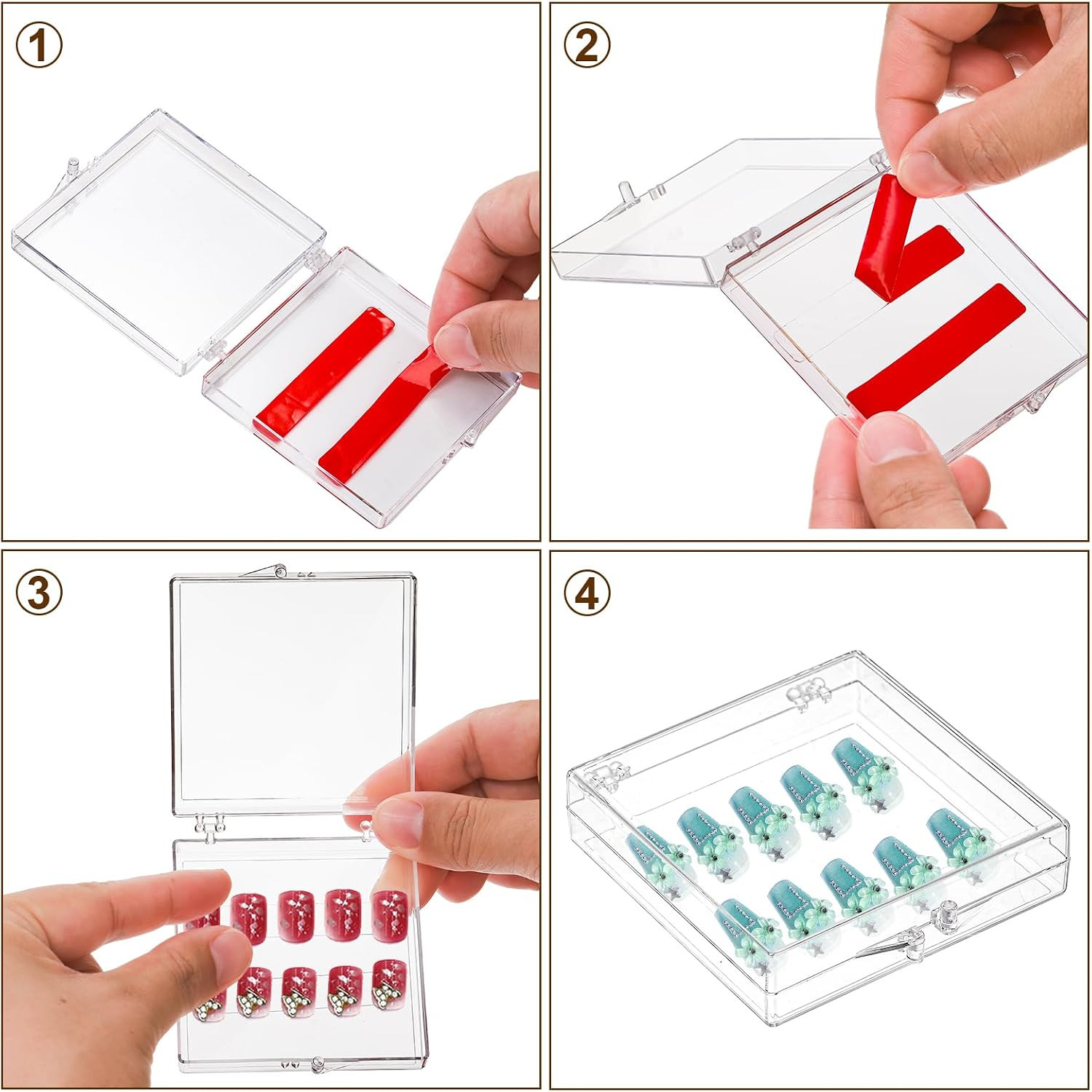 30 Pack Press on Nails Box, Clear Acrylic Press on Nail Storage Packaging Case,