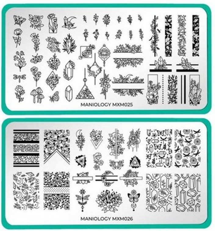 Maniology x Me Nail Stamping Plate Set – MXM025 & MXM026 – Nature Inspired Image