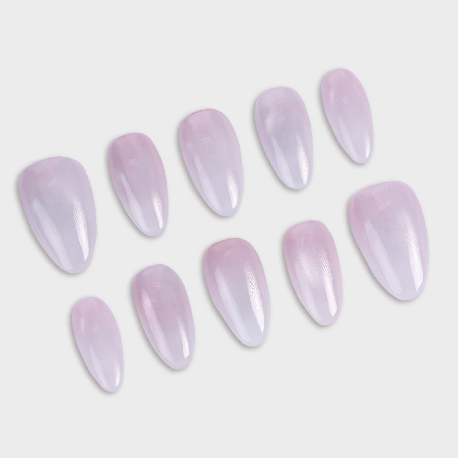 SIYOU Amethyst Glow Short Almond Iridescent Pearl Crystal Press-On Nails 10pc