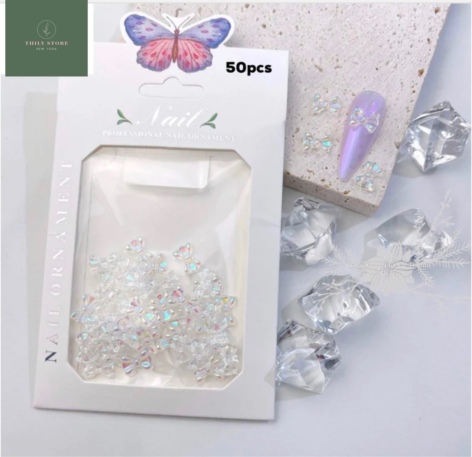 50 Pieces 3D Bow Nail Art -Small Bow Nail Art Decoration