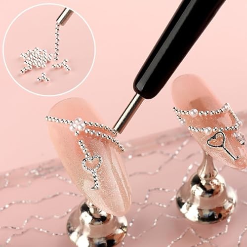 Silver Gold Nail Charms 2 Boxes Round Balls Caviar Beads for Gold and Silver