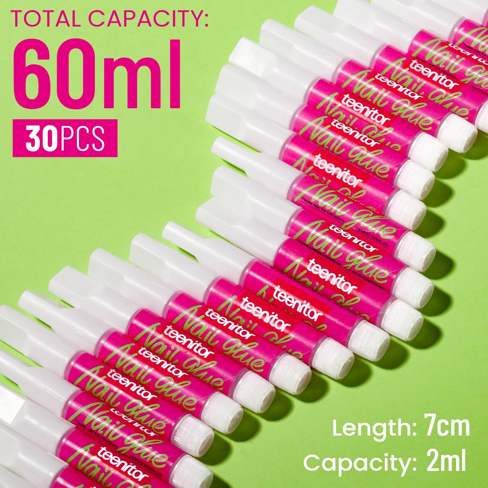 Teenitor 30Pcs Nail Glue for Acrylic Nails, Strong Nail Glue for Press Ons Na…