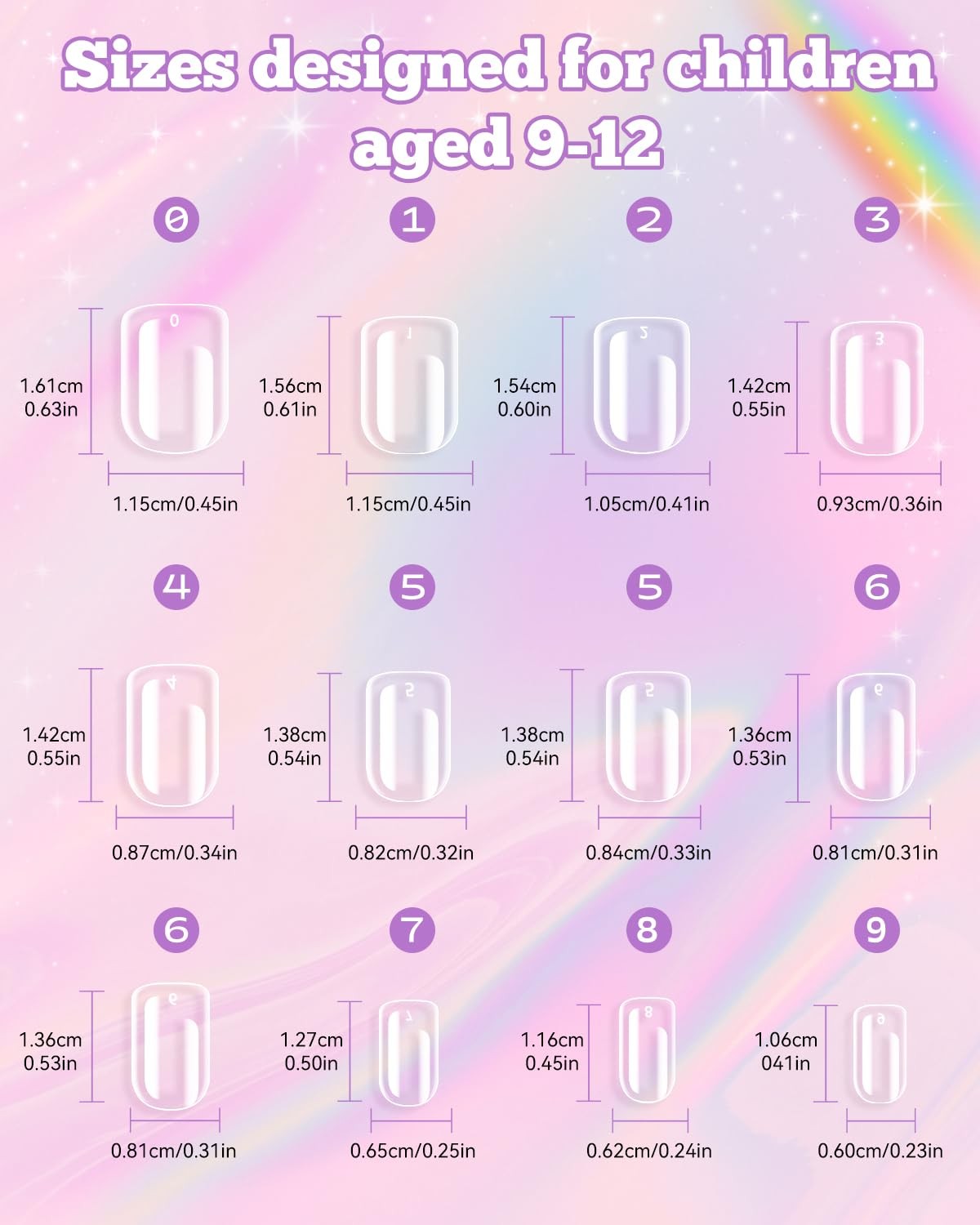 krofaue Nail Tips – Children Square Clear Press On Nails