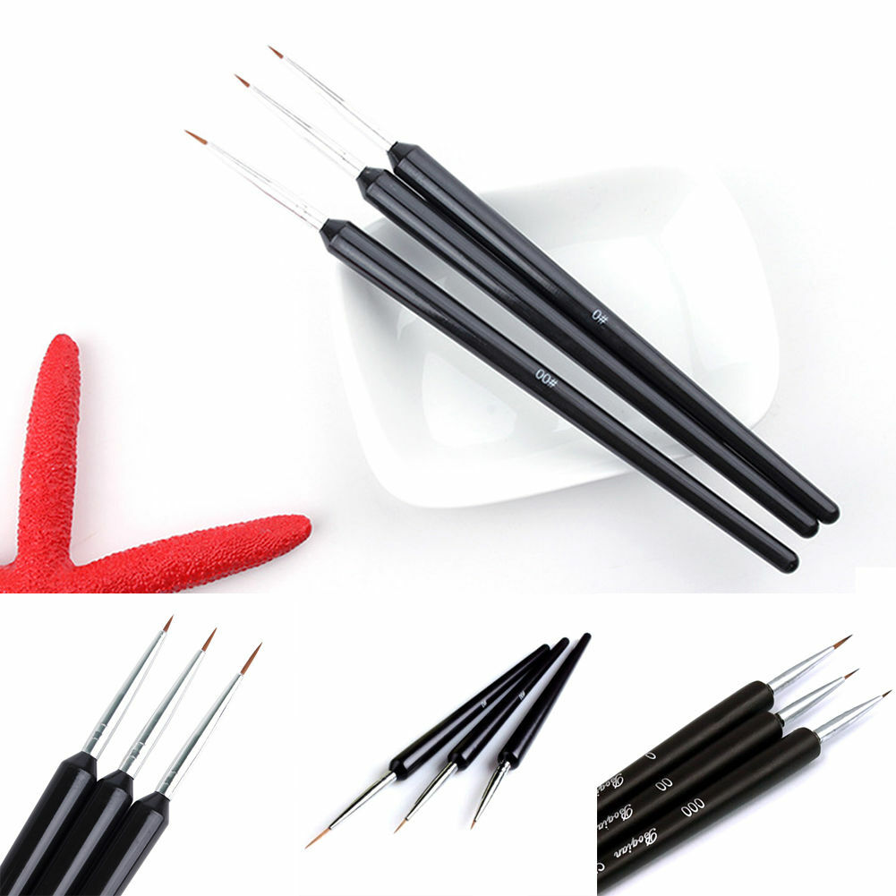3PCS Nail Art Pen Dotting Painting Drawing UV Gel Liner Polish Brush Tool Set US