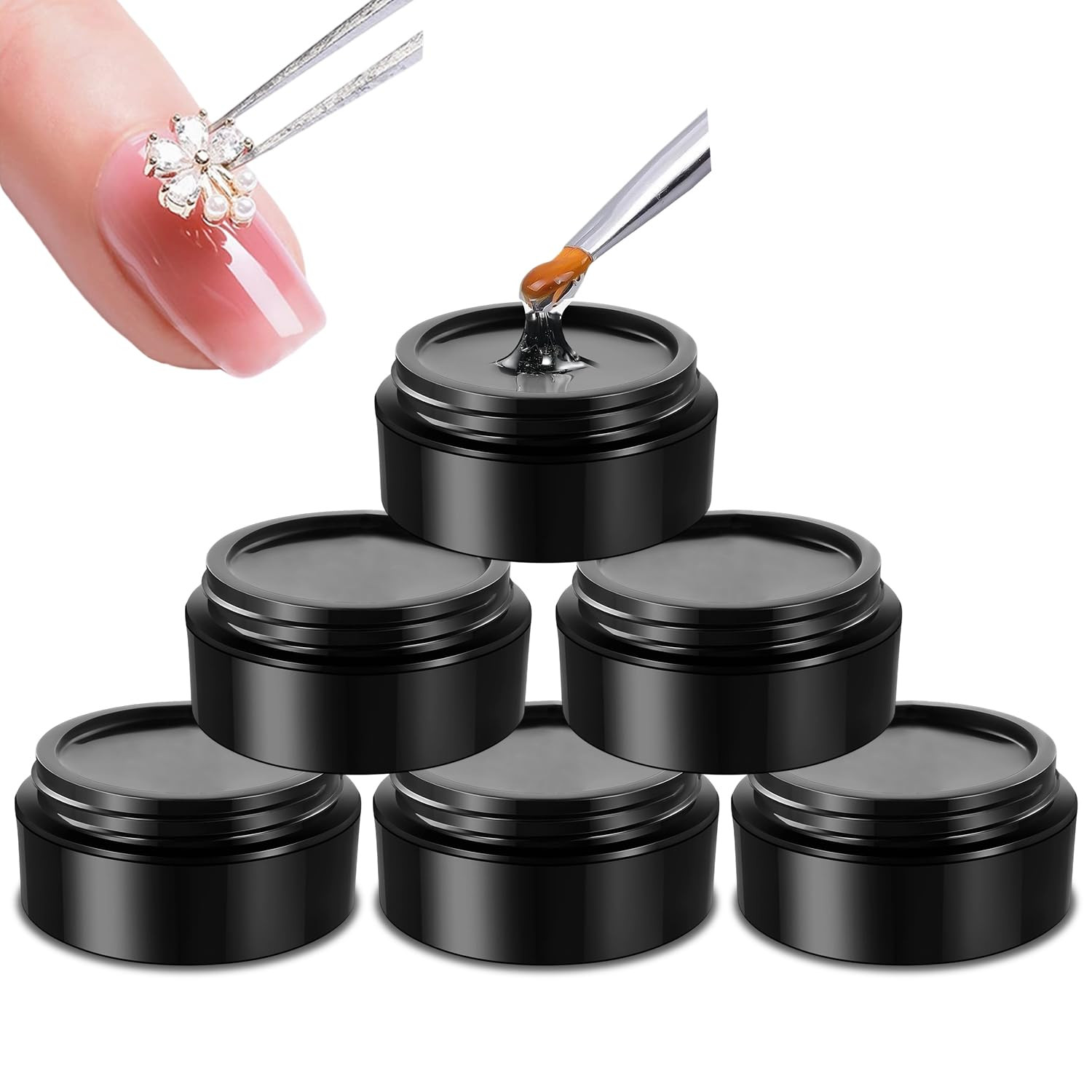 3D Rhinestone Gel for Nails, Clear Nail Gem Adhesive for 3D DIY Decorations Nail