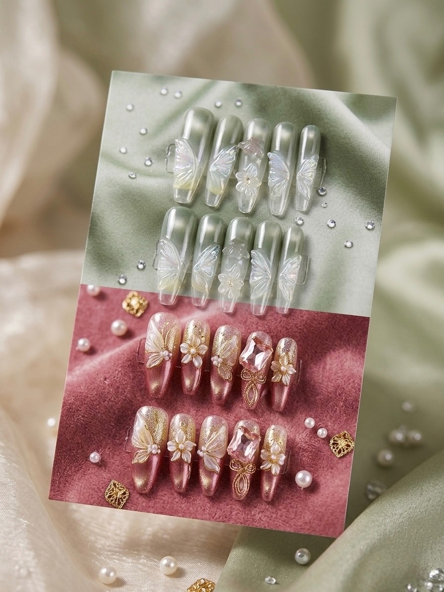 2 sets of Green Burgundy Cat Eye
