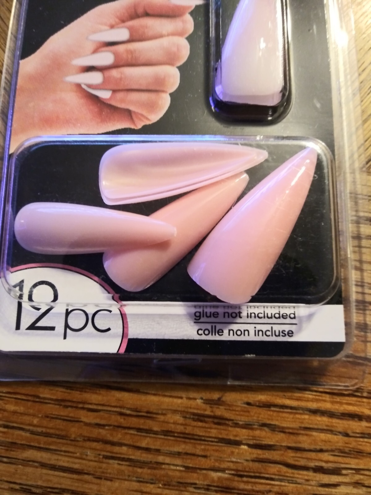 b color 12 count XL Fashion Nails Stiletto Shape Glue Not Inc