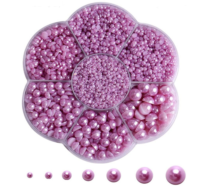 5800 Pcs Deep Purple Half Pearls for Crafts Nail Art (2/3/4/5/6/8/10mm) New