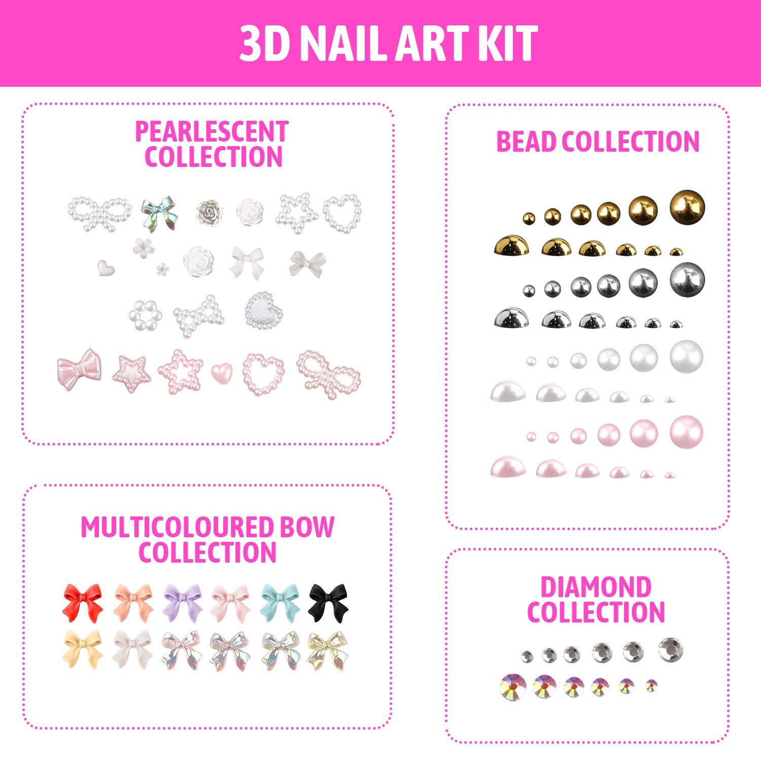 3D Floral Nail Charms with Pearl Decor Mixed Color Nail Art Supplie DIY Manicure
