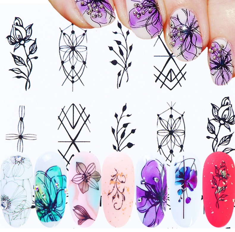 Nail Art Sticker Water Decal Owl Flower Decoration Slider Polish Foil Paper NS26