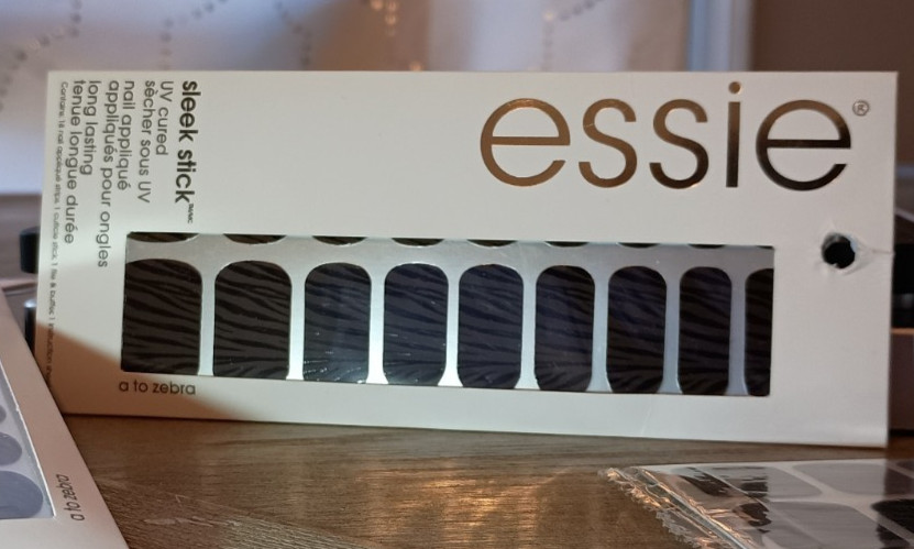NEW sealed boxes; ESSIE sleek stick nail stickers appliques black beige blue