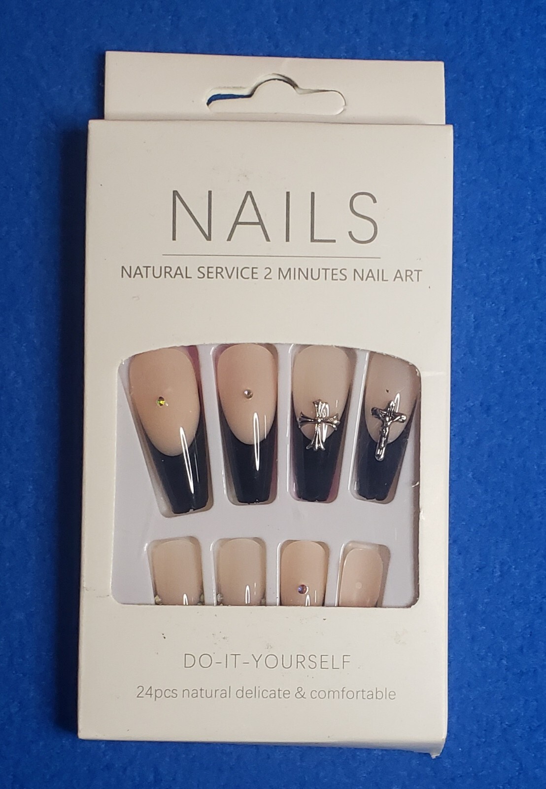 Press on Nails 2 minutes Nail Art, Do It Yourself, 24pcs Natural Delicate. New