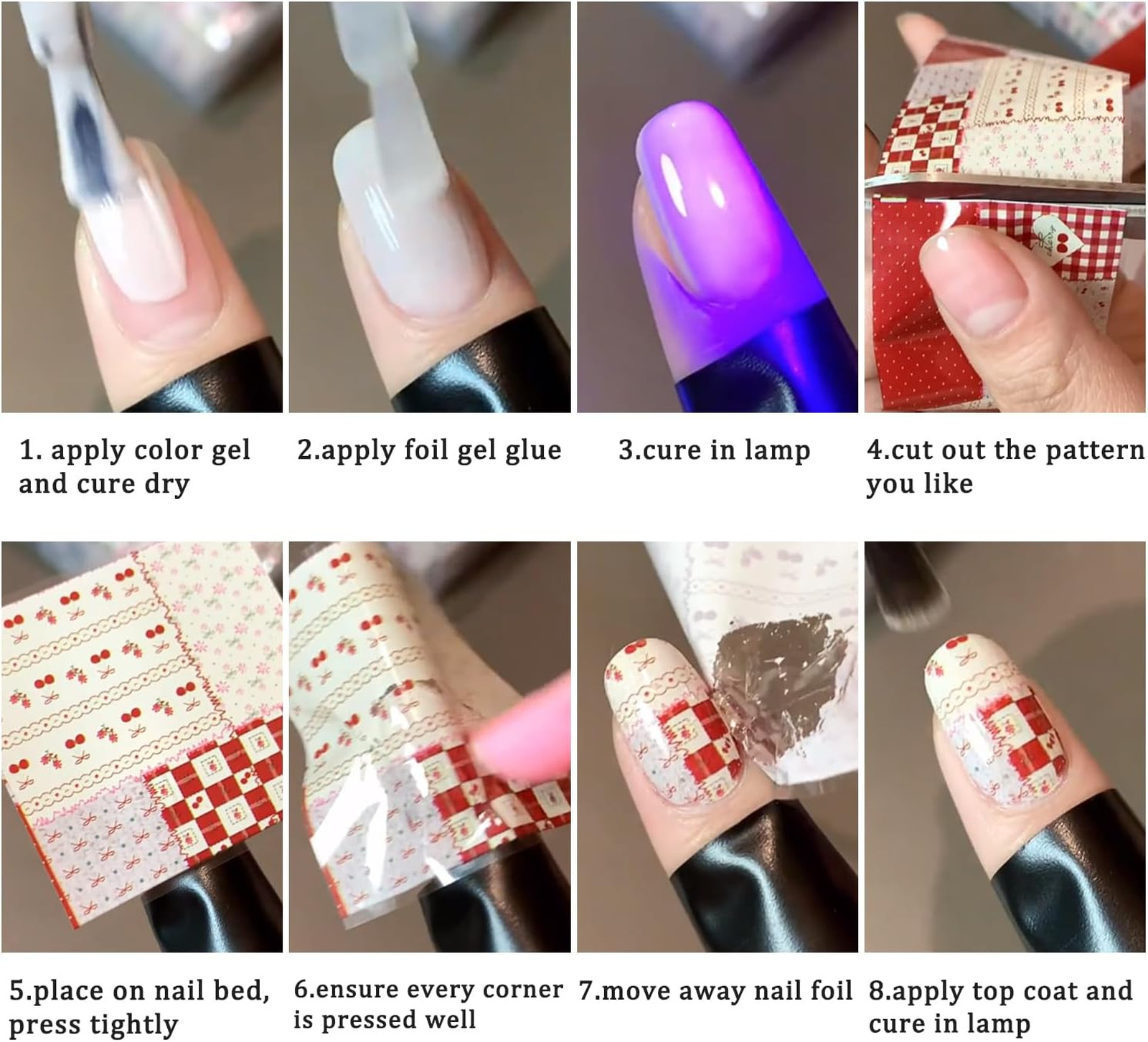 Plaid Nail Foil Transfer 10 Rolls Pink Checkered Prints Decals Nail Stickers