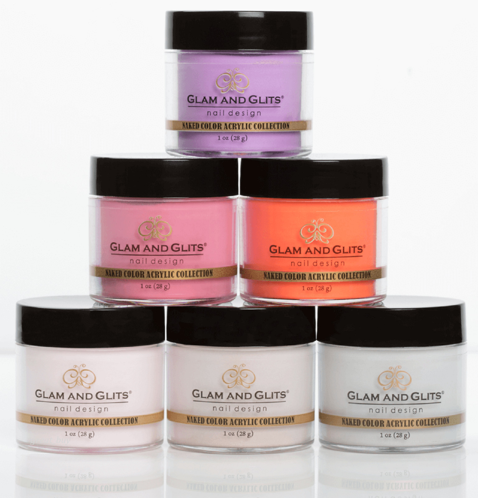 Glam and Glits Color-NAKED COLOR ACRYLIC -Collection Nail Powder Colors 1oz -NEW