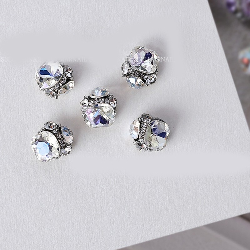 Pack of 5 3D Nail Rhinestones Clear Clear Nail Crystals Gems Nails Art Charms