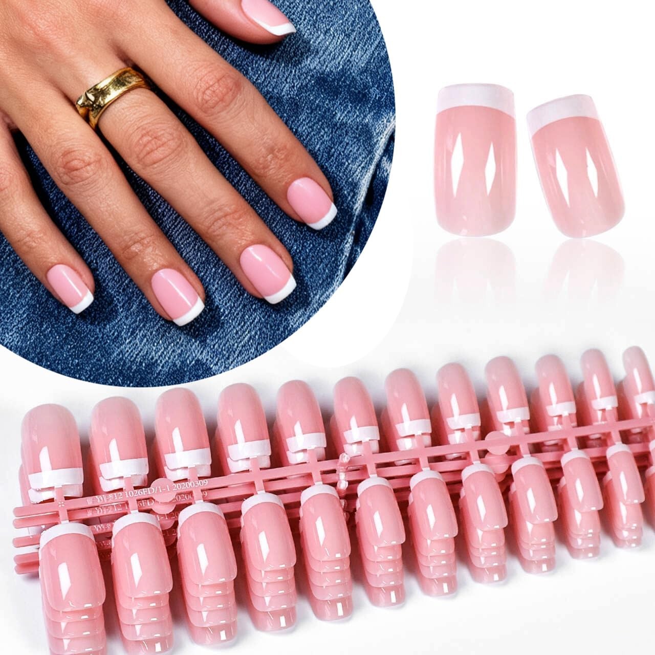 IKISKT 120Pcs 5 Pack Children ABS Plastic Fake Nails Press on Full Cover French
