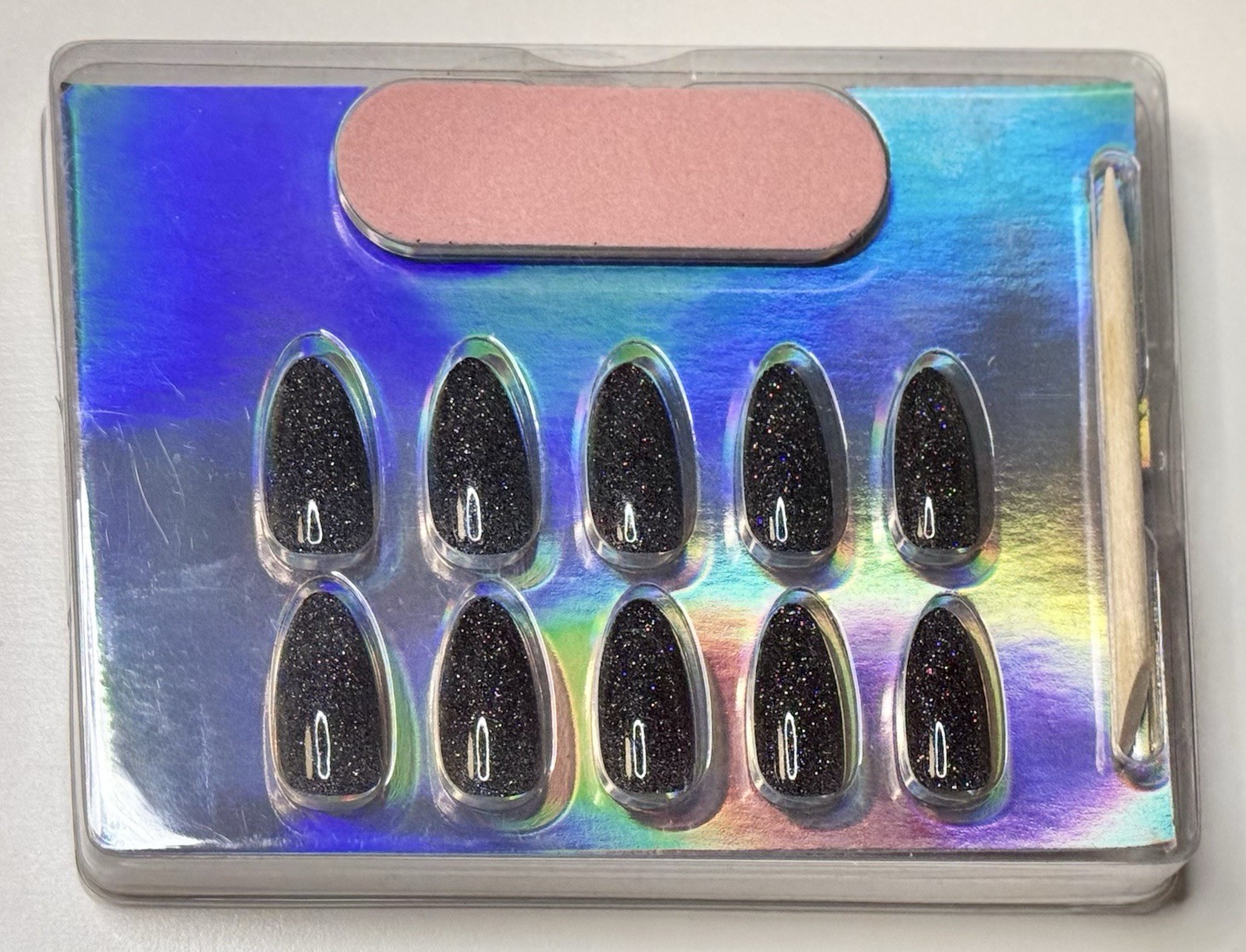 Almond Press On French Tip Nails Supremely Fit & Natural Glue Bright Sky NEW