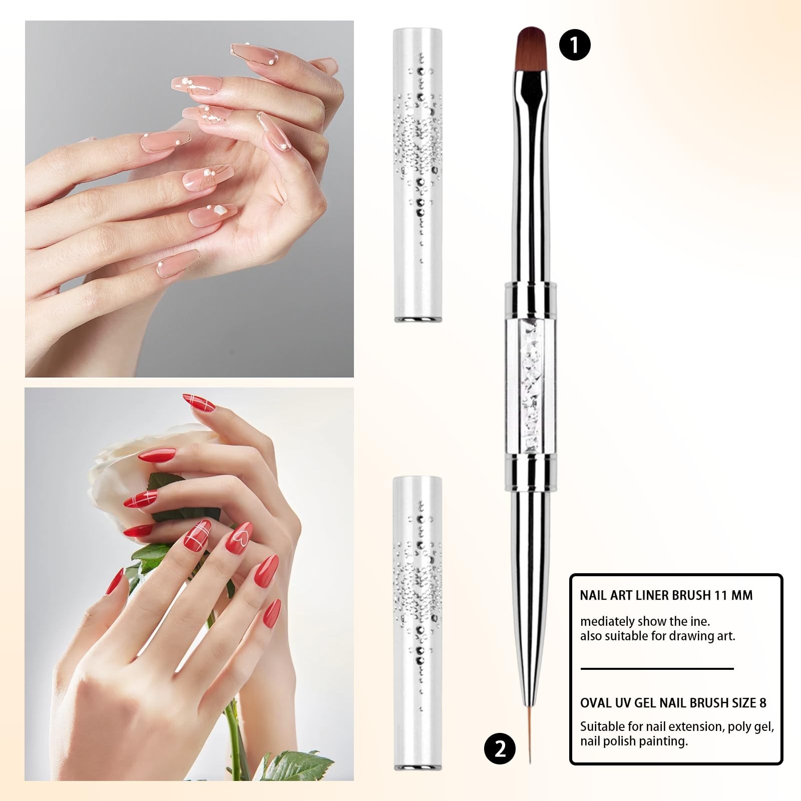 1Pcs Dual Ended Hard Gel Nail Brushes for Builder Gel&Polygel Salon Grade Nail