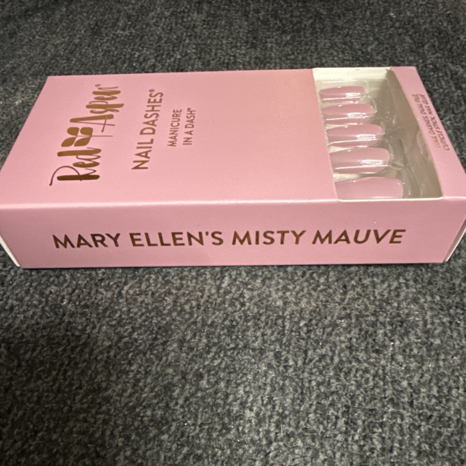 Red Aspen Nail Dashes Press-On Nails Pink Shiny Medium Square, Glue Included