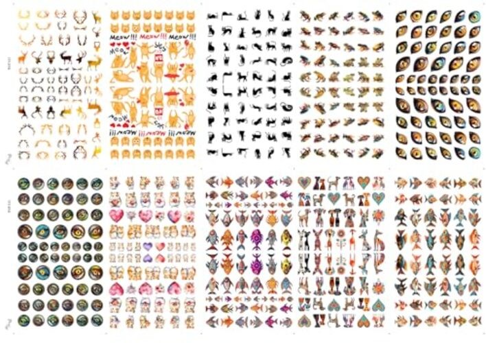Nail Decals [10 Sheets] Animal Mix Nail Stickers Set Fish Frogs Duodeviginti